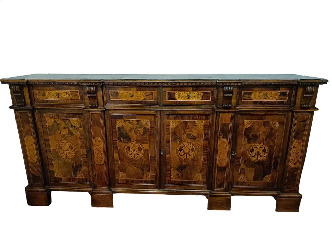 Credenza in noce intarsiata, inizio '900 12