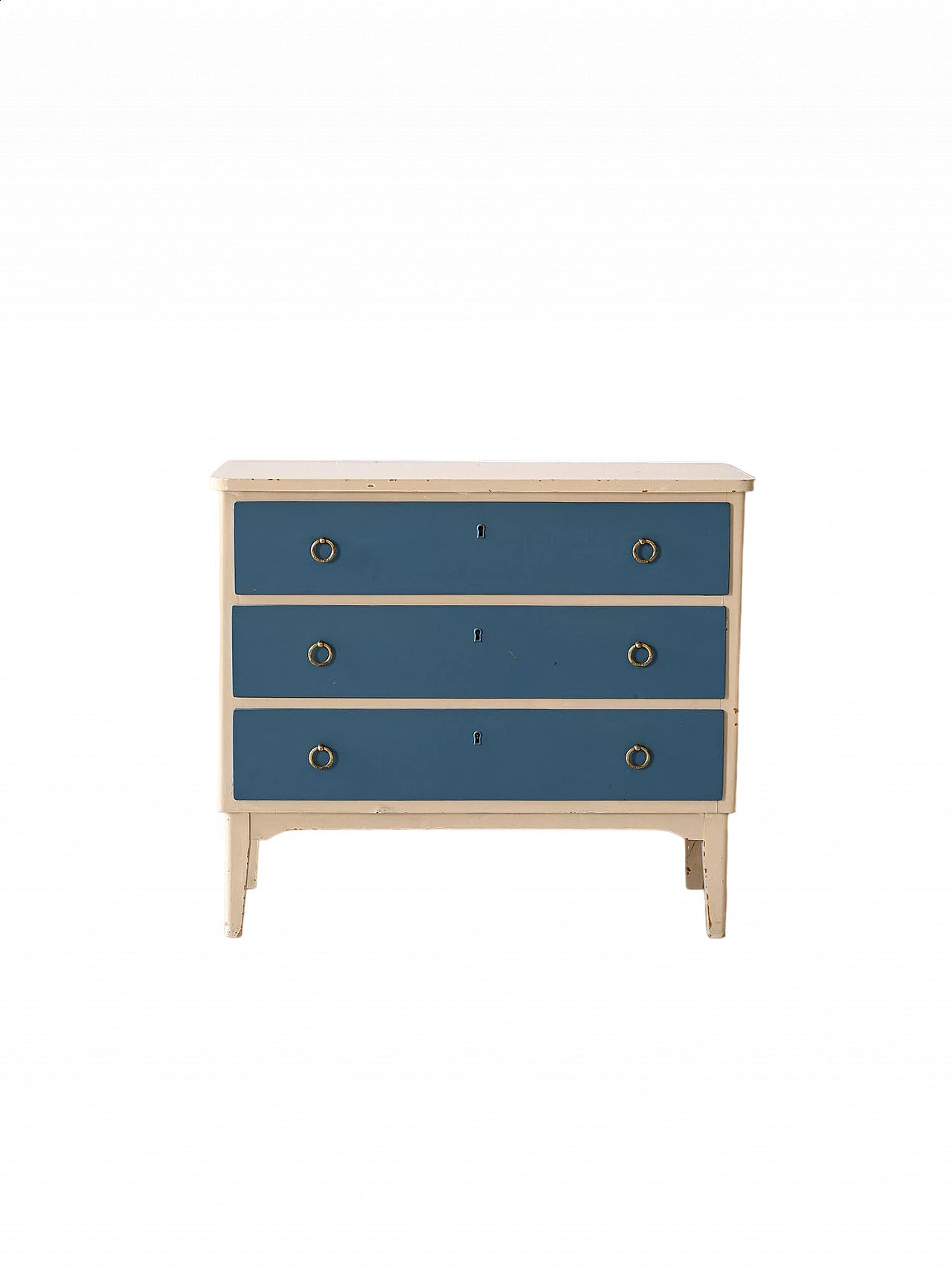 White and blue wooden chest of drawers, 1960s 12