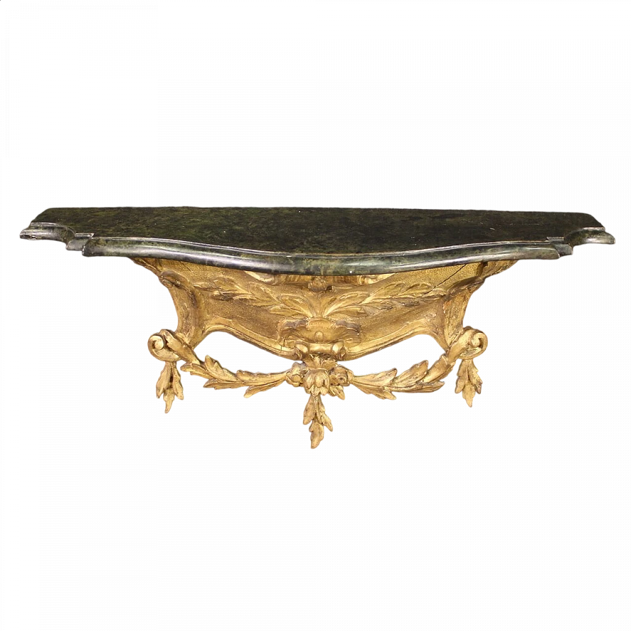 Wall console with wooden top and gilded details 13
