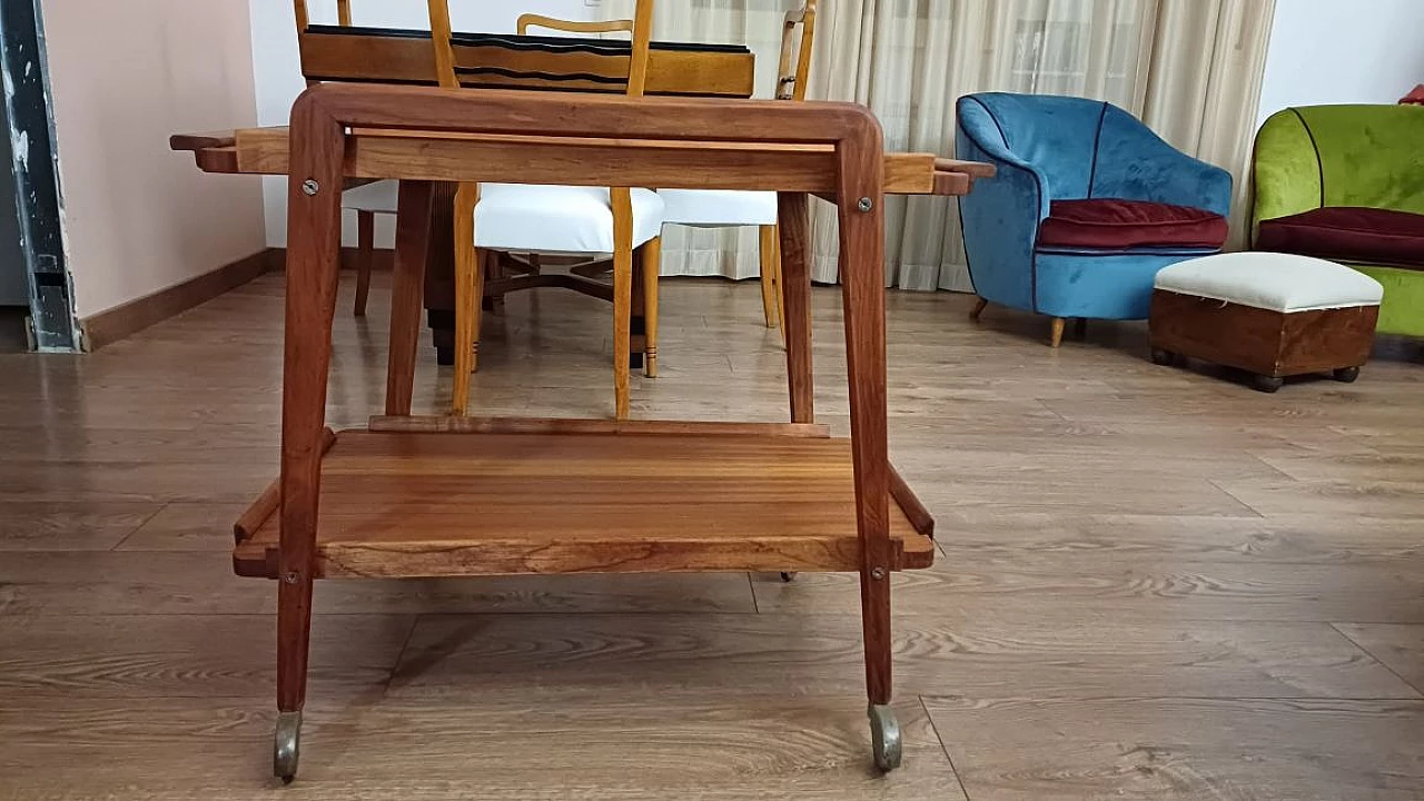 Carrello portavivande in teak con ruote, anni '60 2