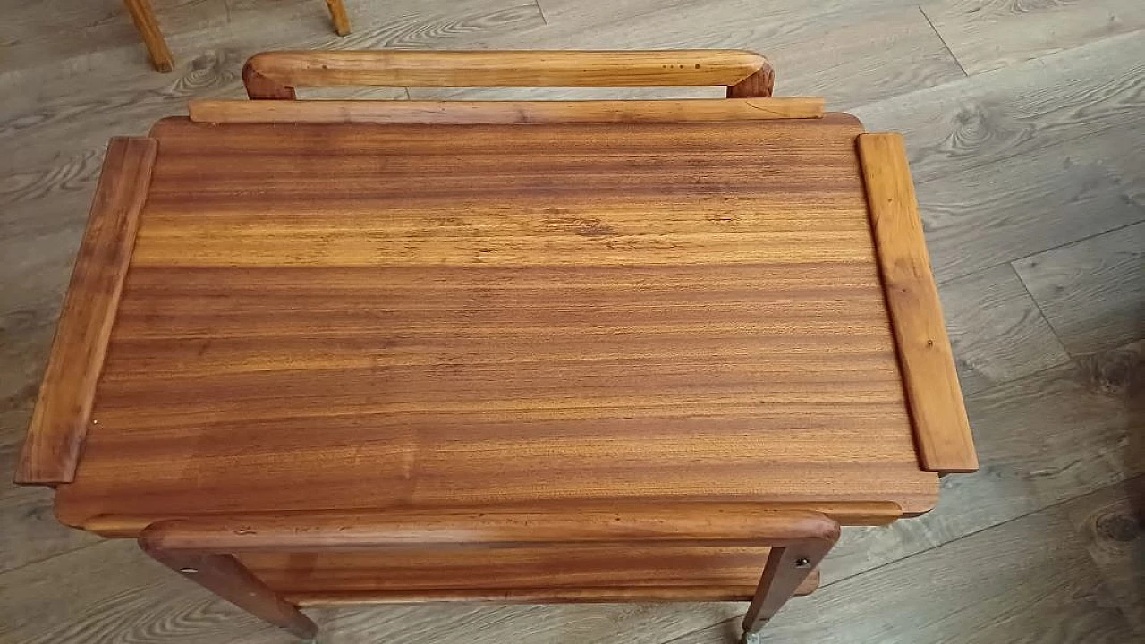 Carrello portavivande in teak con ruote, anni '60 3