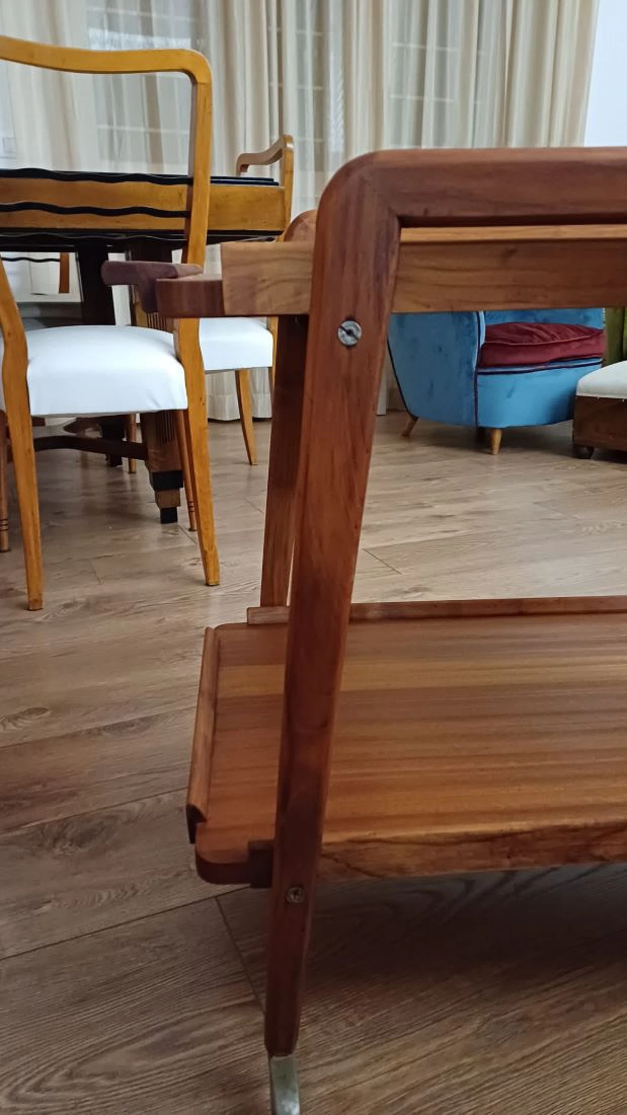 Carrello portavivande in teak con ruote, anni '60 5