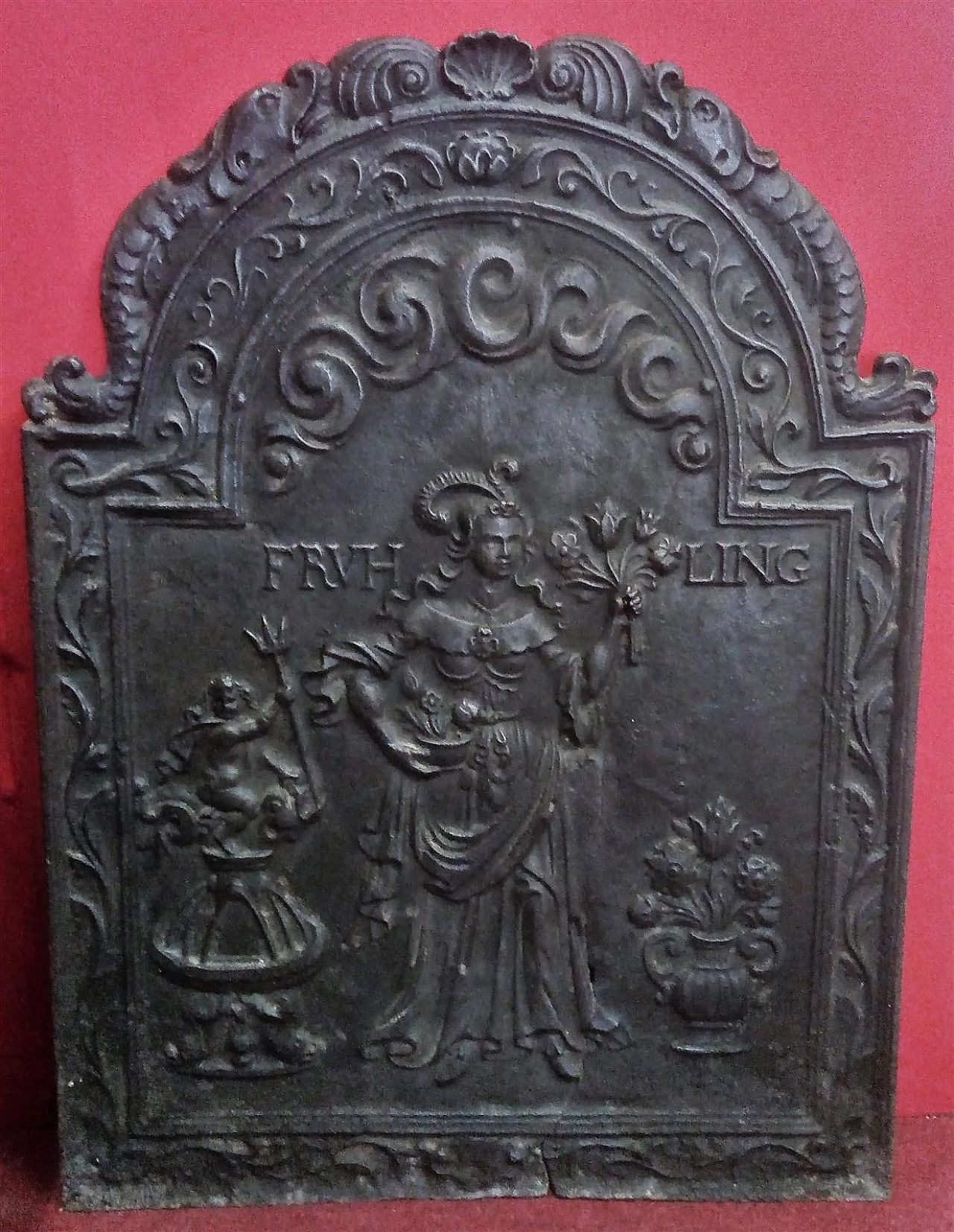 Cast iron fireplace plate in Louis XIII style, early 19th century 1