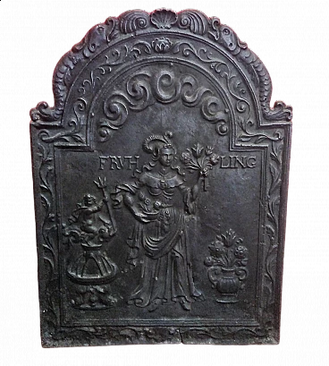 Cast iron fireplace plate in Louis XIII style, early 19th century