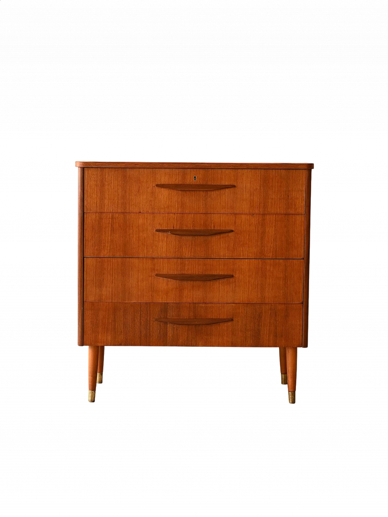 Teak chest of drawers with wooden handles, 1960s 11