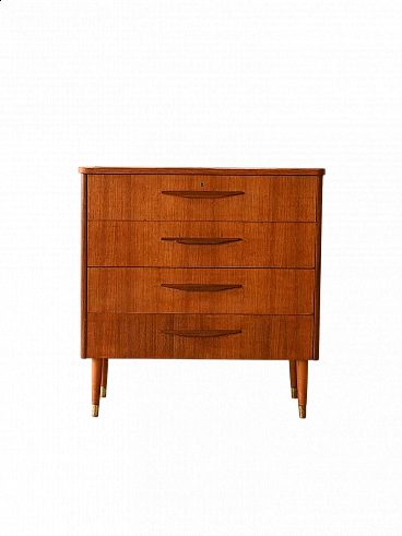 Teak chest of drawers with wooden handles, 1960s