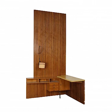 Corner desk in mahogany veneer and skai, 1950s