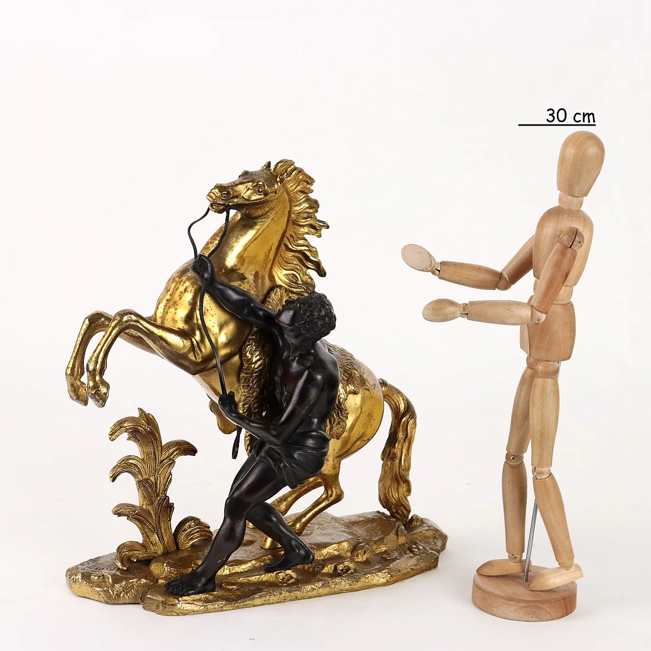Bronze sculpture of tamer with horse, in Coustou's style, 19th century 2