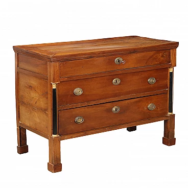 Walnut and fir chest of drawers with plinth feet, 19th century