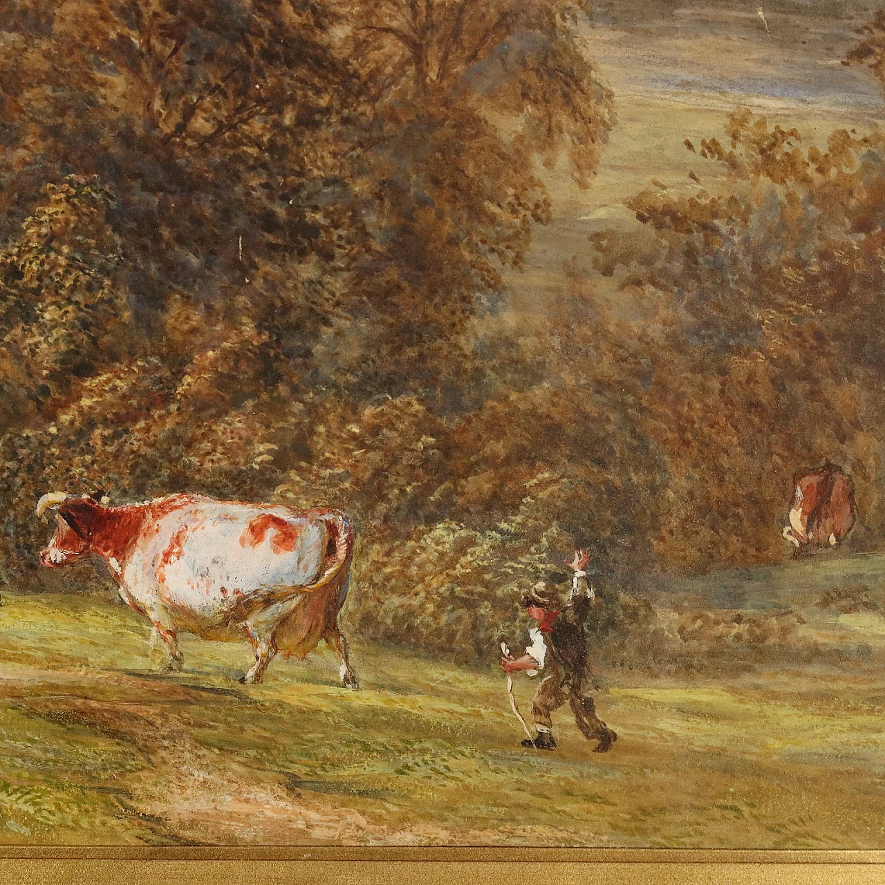 H.C. Warren, Paesaggio fluviale con boscaioli, acquerello, 1878 4