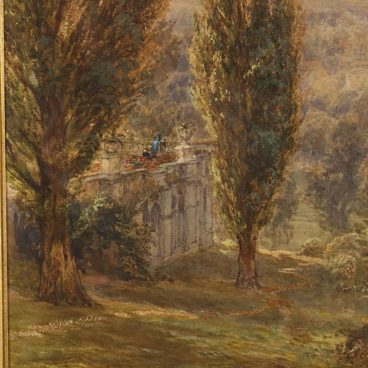 H.C. Warren, Paesaggio fluviale con boscaioli, acquerello, 1878 6