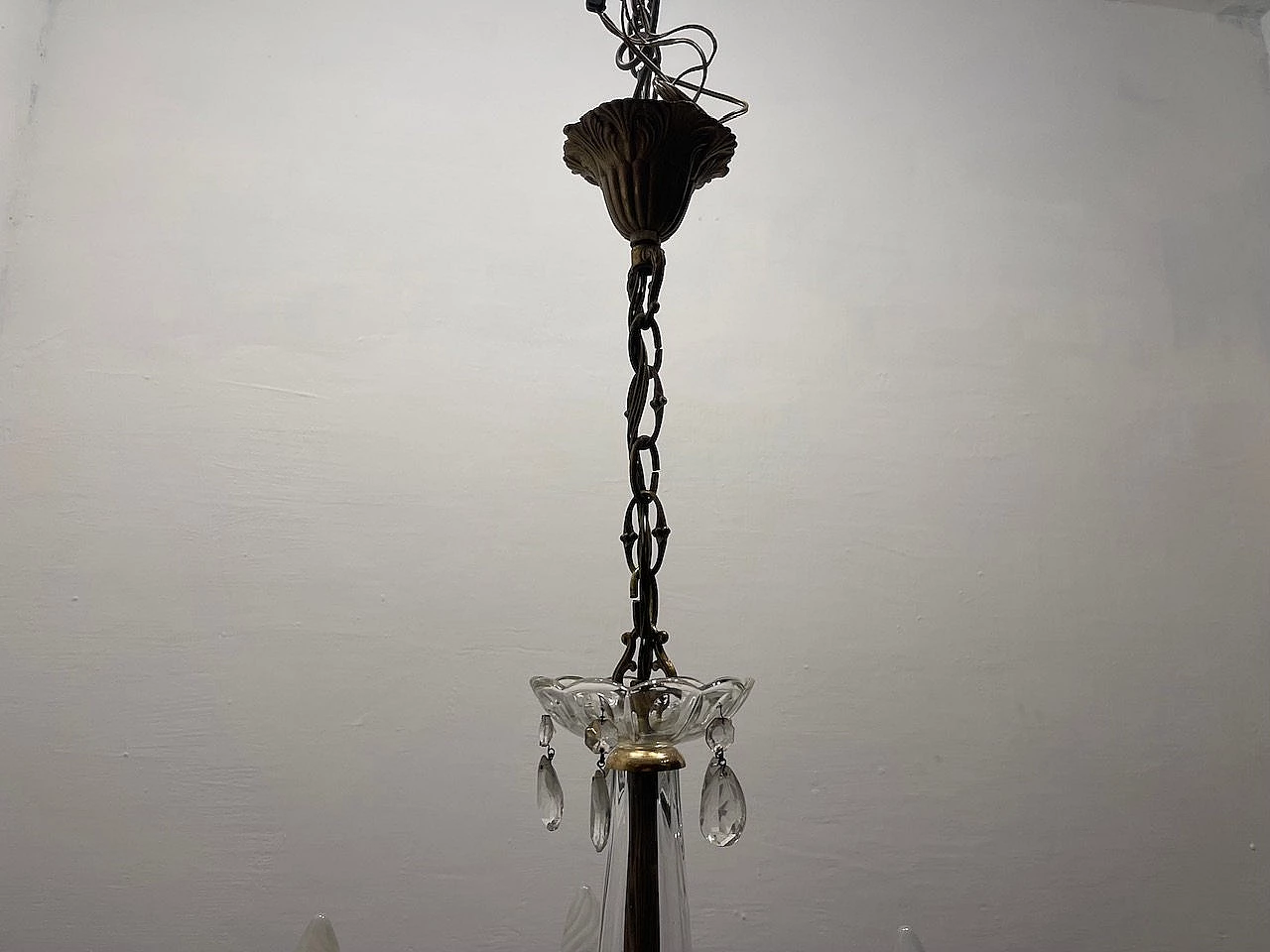Lampadario a 18 luci in cristallo di Murano e bronzo, anni '60 10