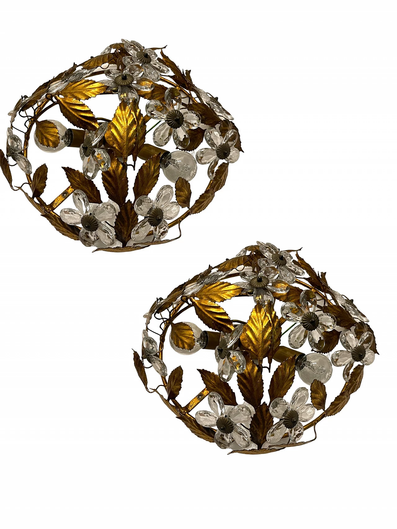 Pair of gilded Murano glass wall sconces, 1960s 1