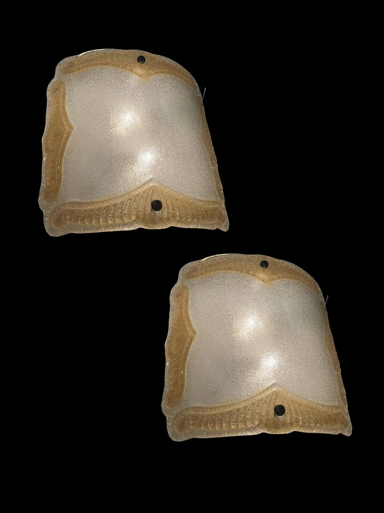 Coppia di applique in vetro di Murano, anni '70 2