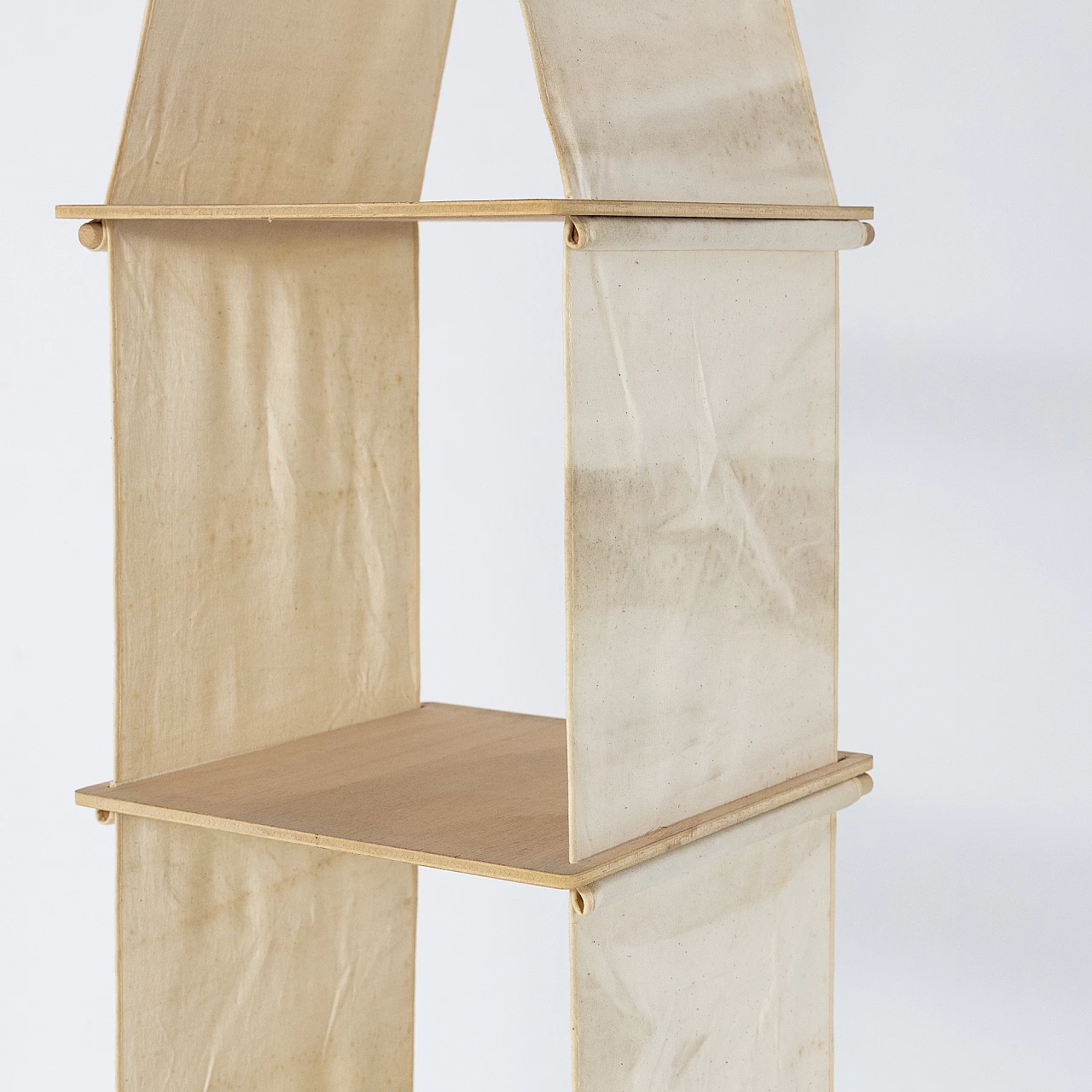 Ash and linen hanging bookcase, 1970s 5