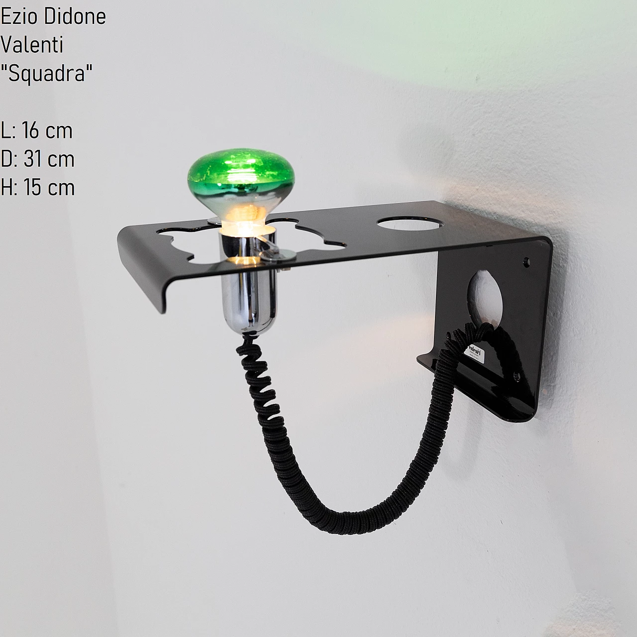 Applique Squadra nera di Ezio Didone per Valenti, anni '70 11