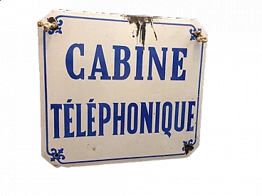 Insegna smaltata per cabina telefonica, anni '60