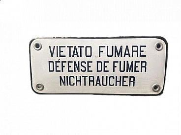 Insegna smaltata di divieto di fumo, anni '50