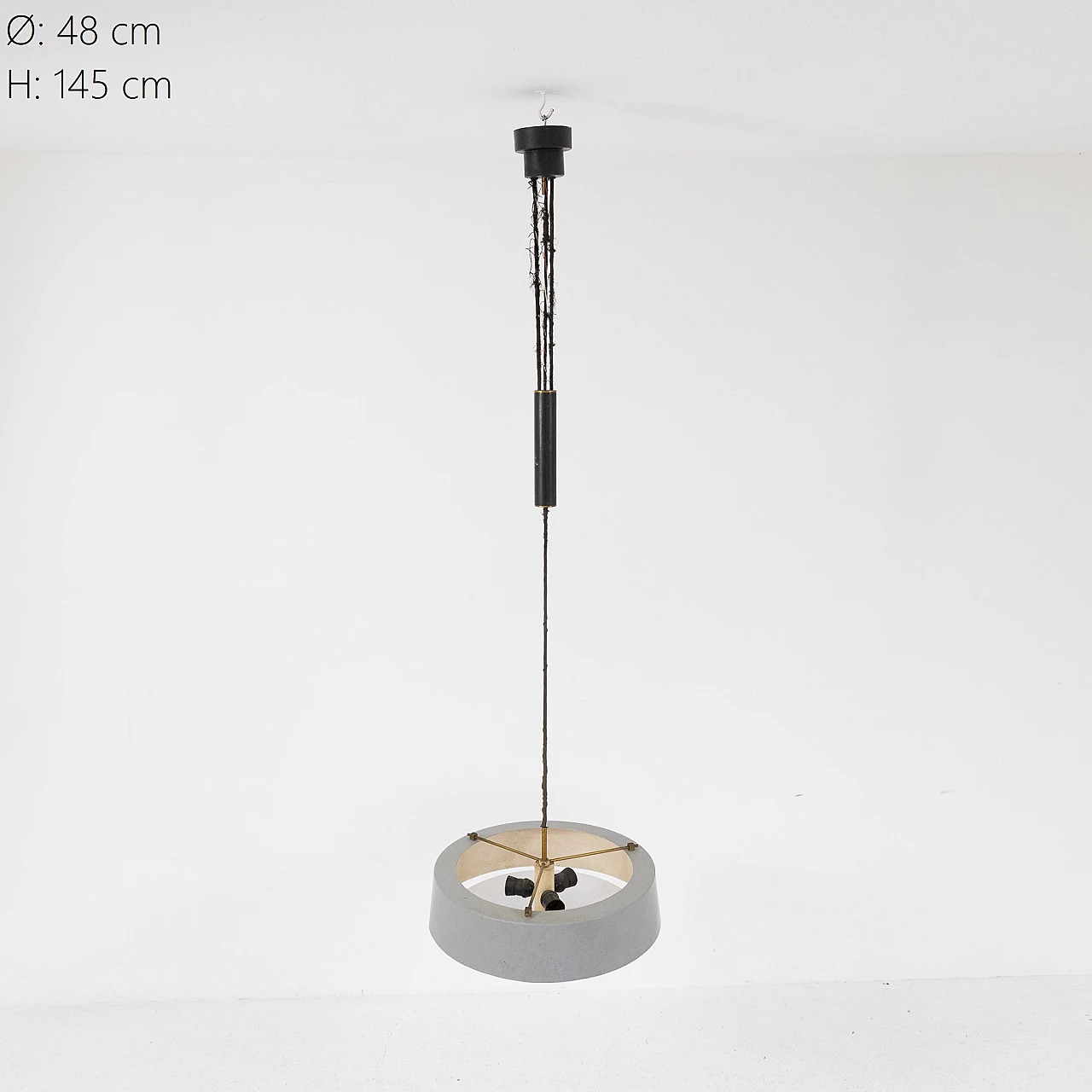 Lampadario saliscendi in metallo e plexiglass, anni '50 8