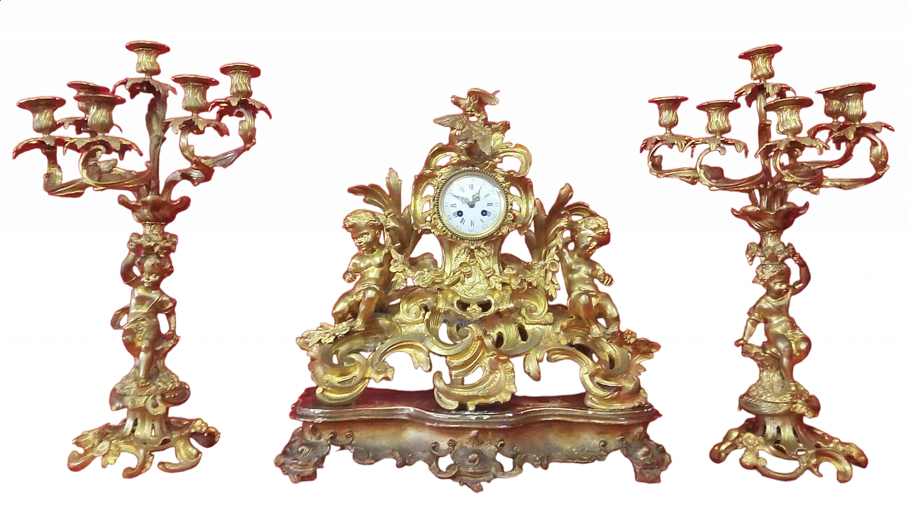Trittico con orologio e candelabri, seconda metà dell'800 11