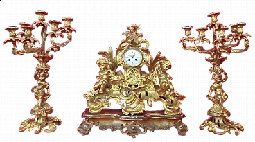Trittico con orologio e candelabri, seconda metà dell'800