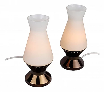 Pair of table lamps in glass and brass by Stilnovo, 1960s
