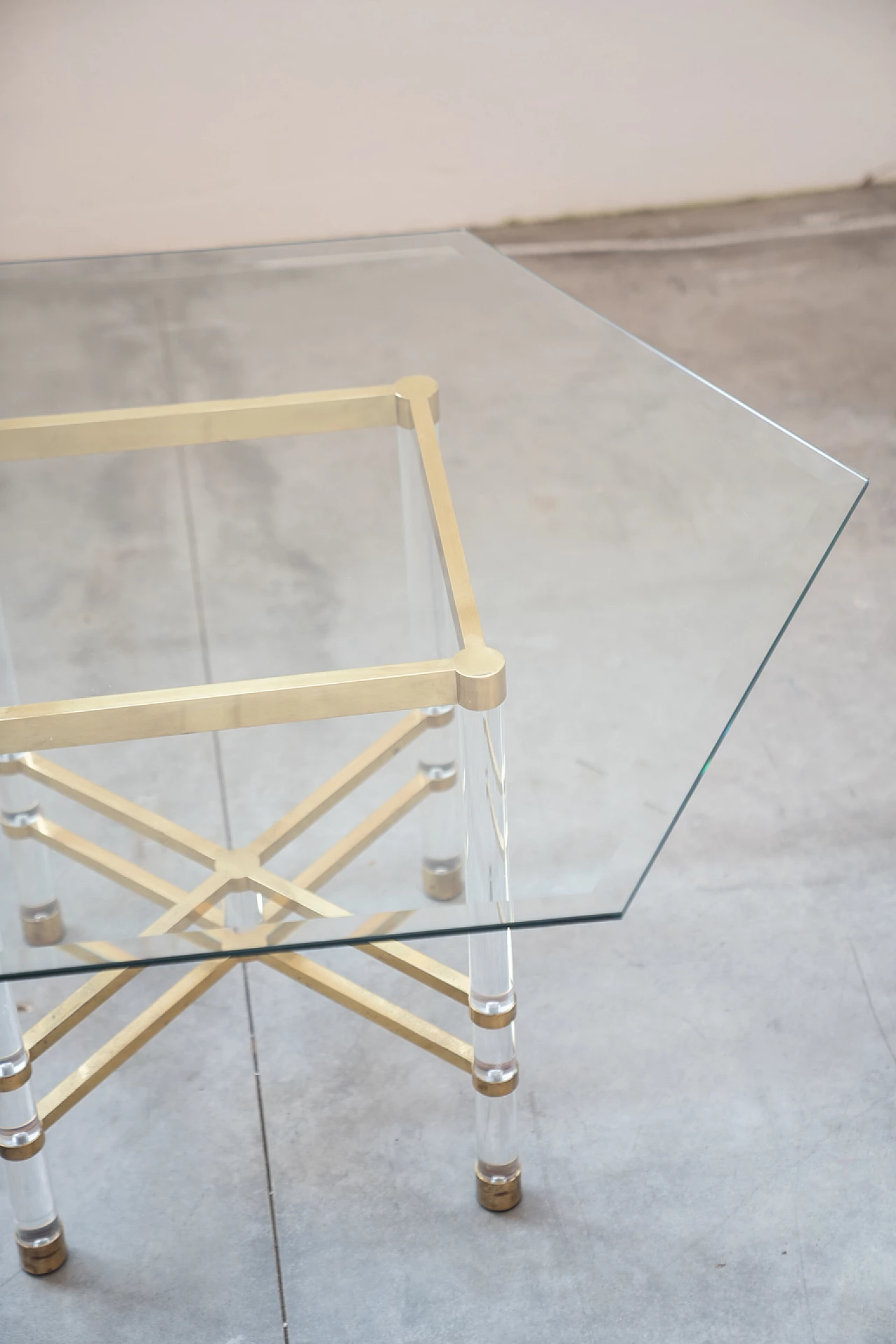 Tavolo in vetro di Sandro Petti per Angolometallarte, anni '70 4