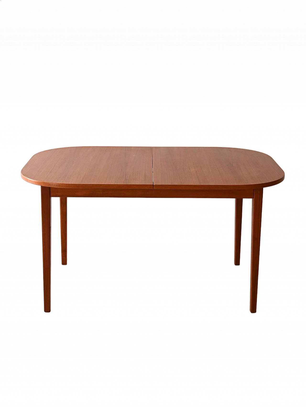 Oval extending teak table, 1960s 9