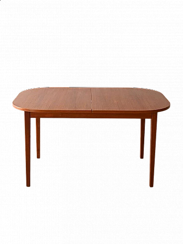 Oval extending teak table, 1960s