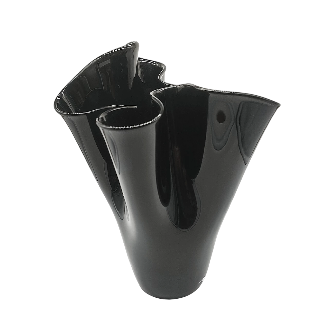 Jacketed handkerchief vase in black Murano glass, 1960s 7