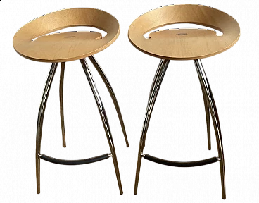 Pair of Lyra beech stools by Design Group for Magis, 1990