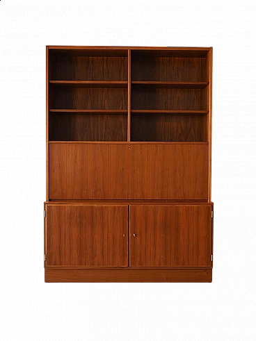 Danish teak bookcase with folding desk, 1960s