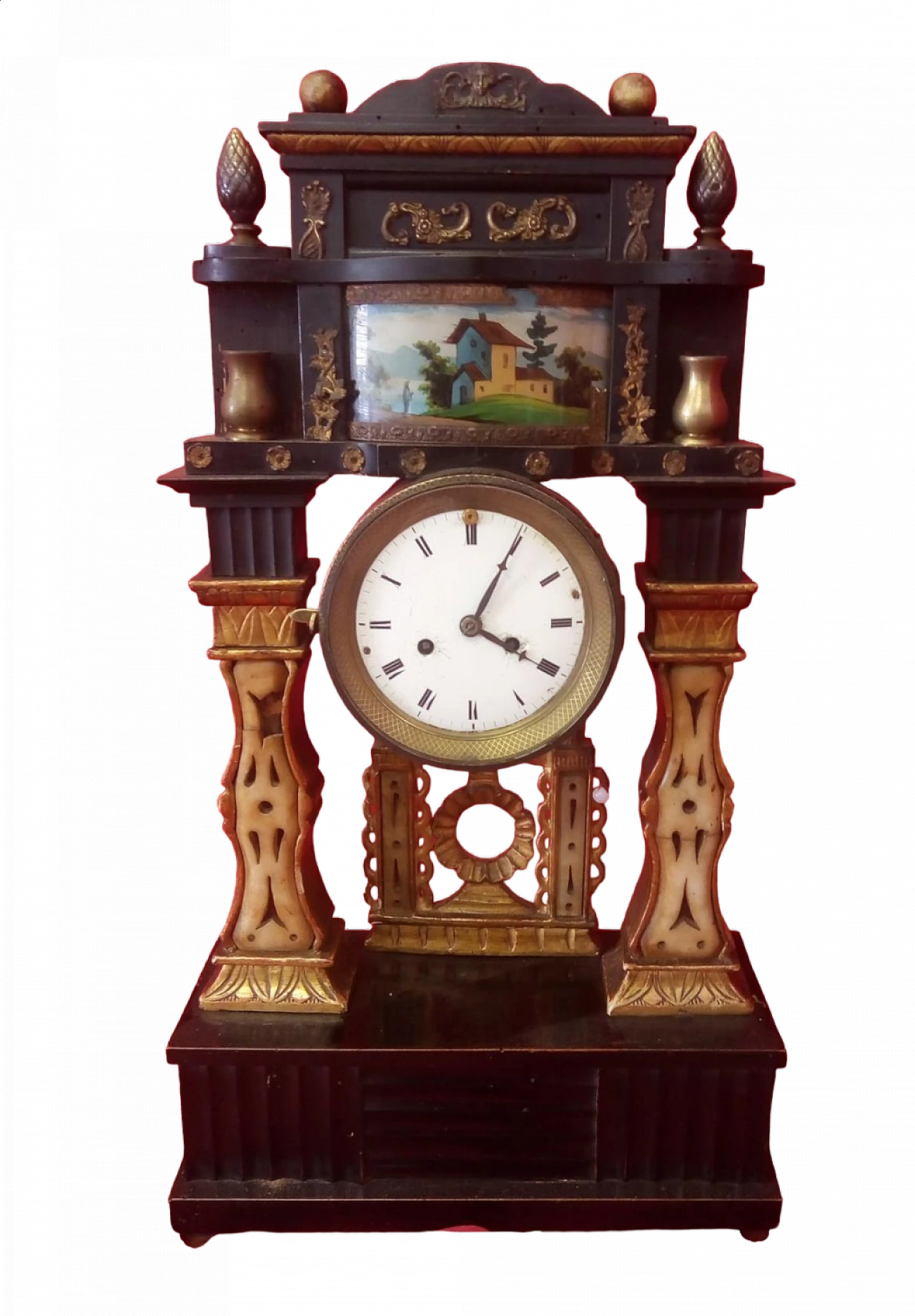 Gilded and black lacquered wood pendulum clock 11