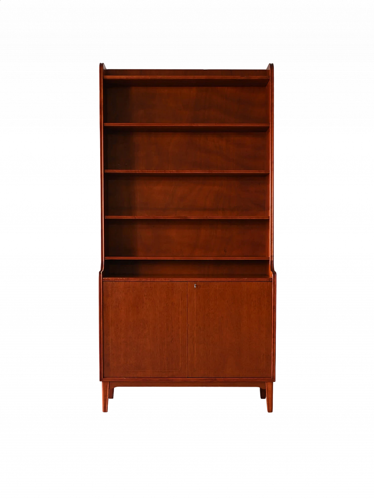 Danish wooden bookcase with shelves and storage unit, 1960s 13