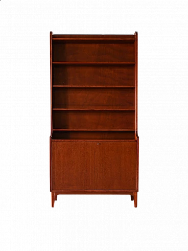 Danish wooden bookcase with shelves and storage unit, 1960s