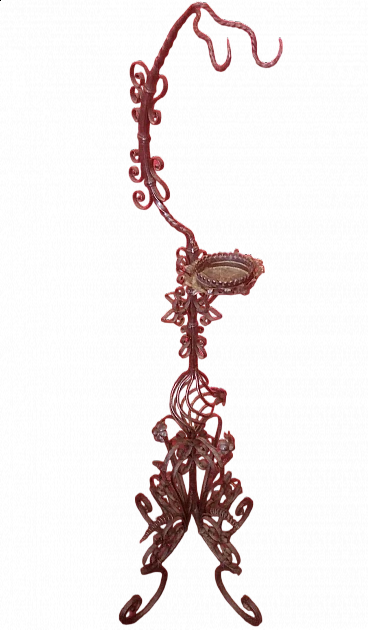 Trespolo da camera per teiera in ferro battuto, prima metà dell'800