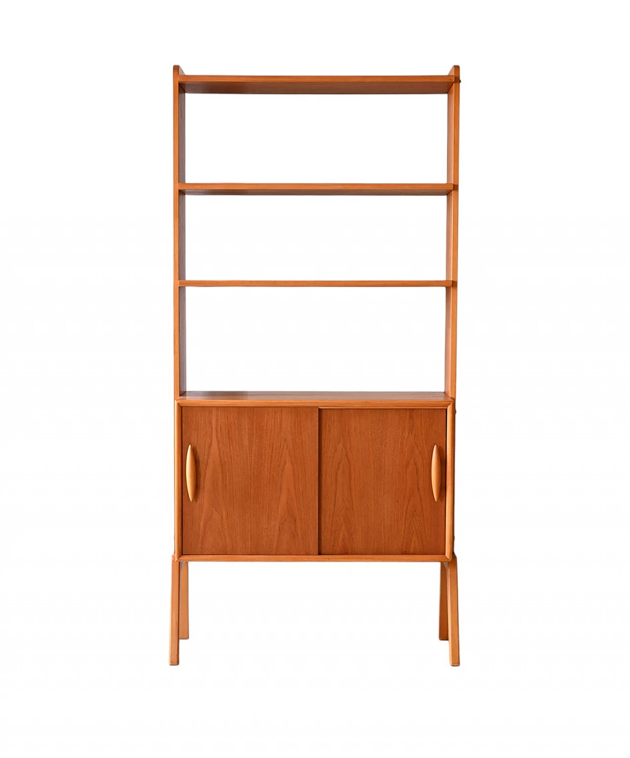 Libreria svedese in teak con ante scorrevoli, anni '60 14