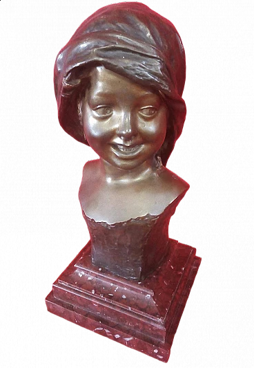 Bambina sorridente, scultura in bronzo, seconda metà dell'800