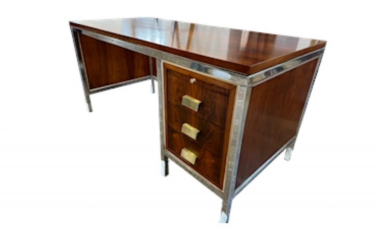 Rosewood and chromed steel desk, 1960s 3