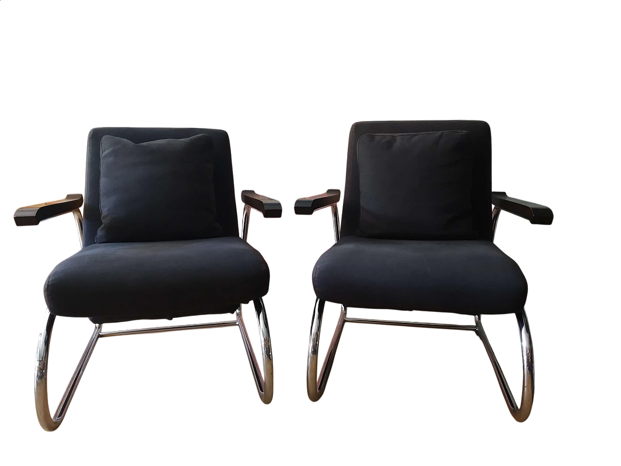 Pair of Gipsy armchairs in anthracite fabric by Felicerossi 109