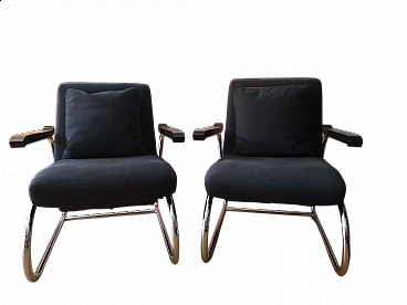 Pair of Gipsy armchairs in anthracite fabric by Felicerossi