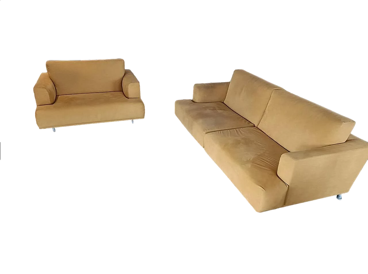 Sofa 190 and armchair 120 XL in alcantara by Piero Lissoni for Cassina 16