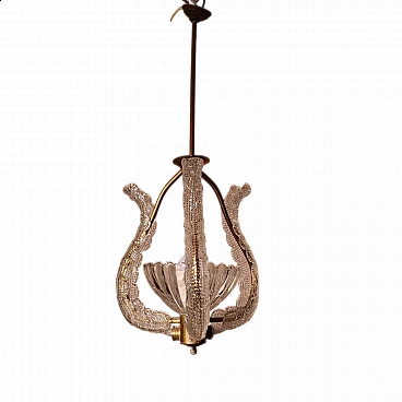 Brass and Murano glass chandelier by Ercole Barovier, 1940s