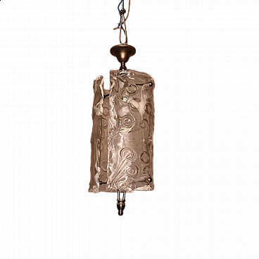 Bent glass chandelier by Mazzega, 1970s
