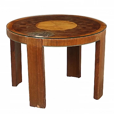 Round coffee table in walnut veneer, 1940s
