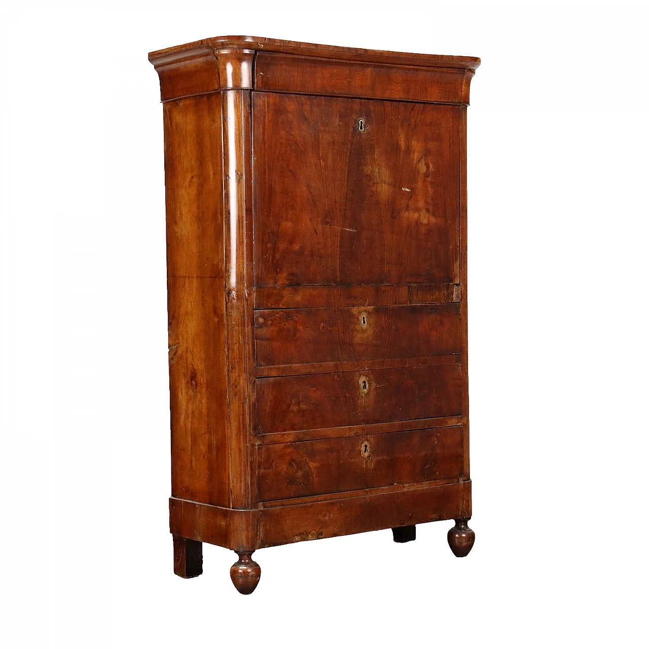 Walnut secrétaire with drawers and flap door, 19th century 1