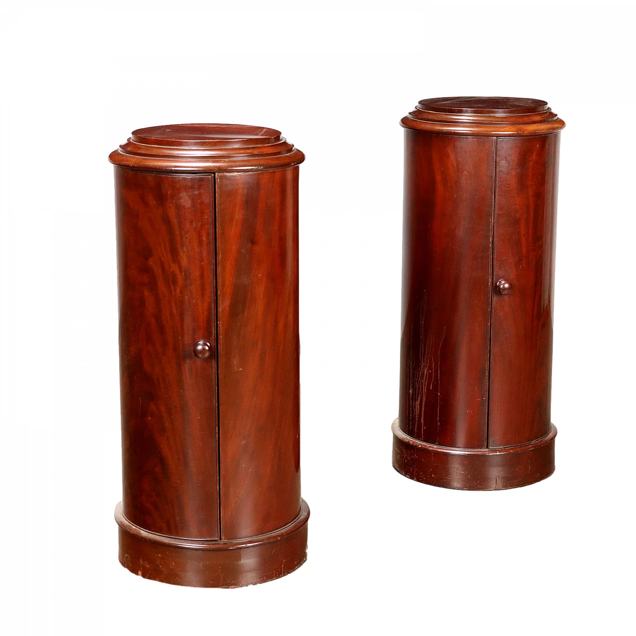 Pair of mahogany column bedside tables, 19th century 1