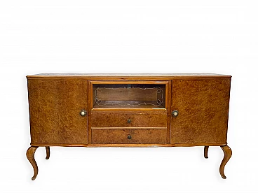 Walnut sideboard with two drawers and hinged side doors, 1950s