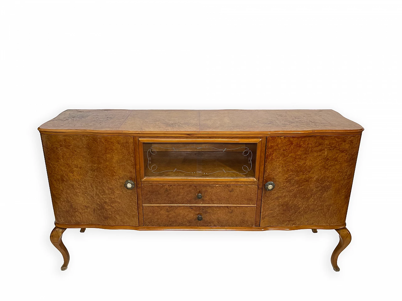 Walnut sideboard with two drawers and hinged side doors, 1950s 2