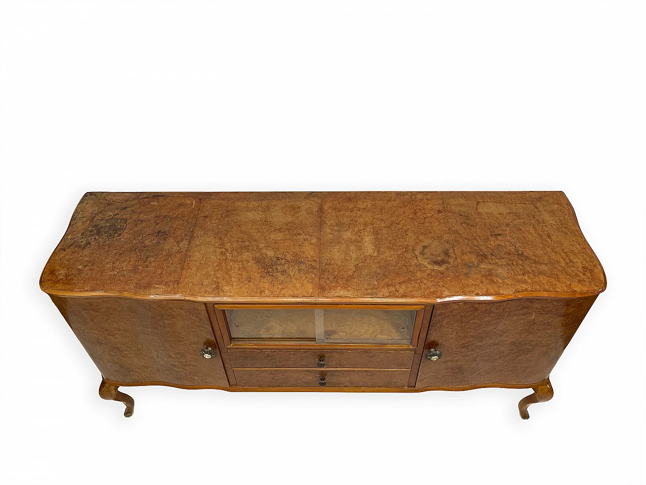 Walnut sideboard with two drawers and hinged side doors, 1950s 4